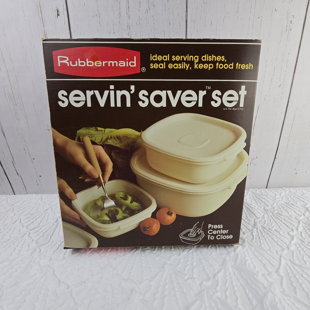 Rubbermaid Servin' Saver Set Of 3 Storage Container Nesting 2-6-12‎ Cups Vintage